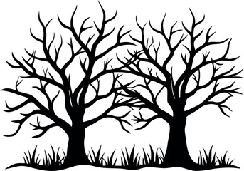 Obraz premium Silhouette of a big leafless tree set collection