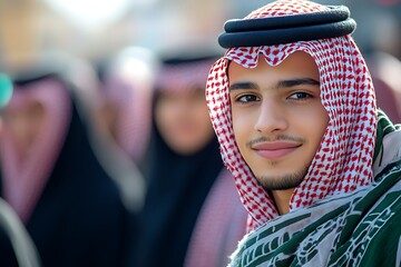 Young man in traditional Middle Eastern attire