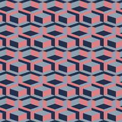 Seamless geometric pattern with 3d geometric shape of cubes