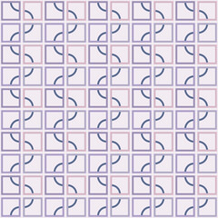 Seamless pattern with squares and curved line