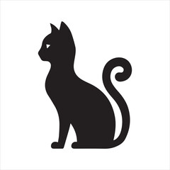 Cat Silhouette Icon – Sitting Pet Animal Vector Illustration