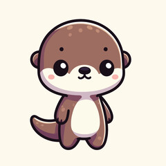 Adorable Cartoon Otter Character with Cute Expression