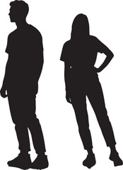 Silhouettes of a Couple Standing Apart