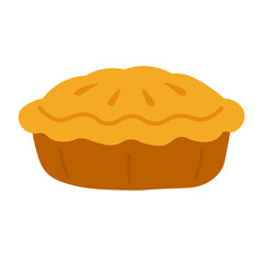 Vector illustration of a classic baked pie with golden crust, isolated on white background.