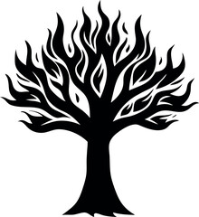 vector tree silhouette with roots