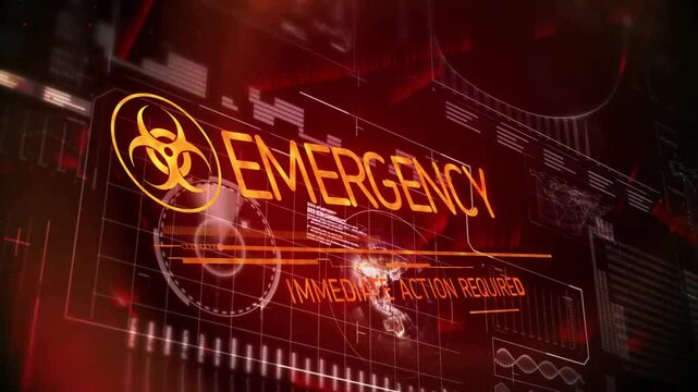 Starting moving bars, biohazard icon appearing linking to HUD, expanding EBK into EMERGENCY alert