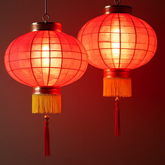 Fototapeta premium Lunar New Year Decorations with Classic Chinese Lanterns