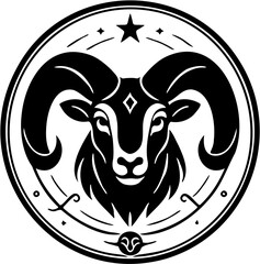 Aries zodiac silhouette vector illustration, isolated on white