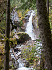 Waterfalls from Inland Rainforest Near Revelstoke, British Columbia, Canada