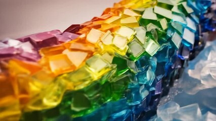 Iridescent Mosaic: An Abstract Cascade of Colored Crystalline Structures - Powered by Adobe