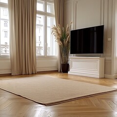 Beige rug in a modern living room