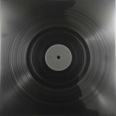 Vinyl Record: A pristine black vinyl record, showcasing its concentric grooves and central label, represents the classic music format. The image is a study in texture and simplicity. 