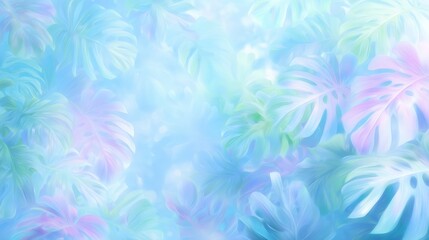 Soft Pastel Monstera Vector Background with Dreamy Blur