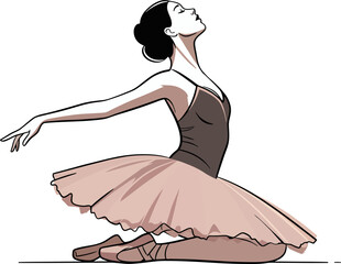 Minimalist Poster-Style Ballet Illustration in Line Art © nurhasanah