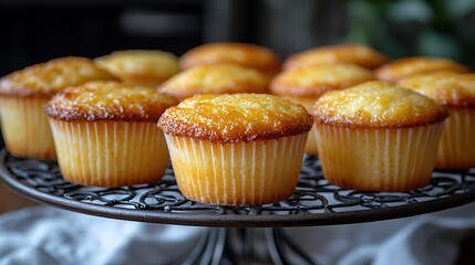 Close-up of golden cupcakes