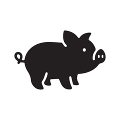 Baby Pig line icons black and white pig Silhouette white background.