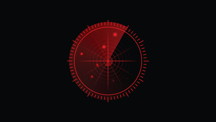 Red Radar Scanner Interface  Futuristic Military Detection HUD