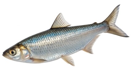 Fototapeta premium High resolution shiner fish on white background and shallow streambed