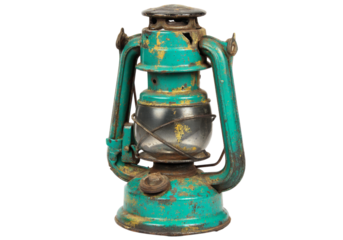 Vintage teal lantern rustic antique oil lamp old grunge