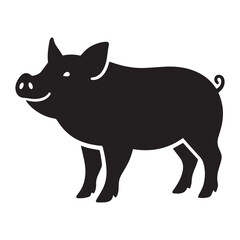 Vector of pig black Silhouette white background.