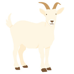 Happy Qurban Season Goat: Cheerful Cartoon Depiction of a White Goat with a Friendly Expression, Suitable for Festive Eid al-Adha Banners and Educational Materials
