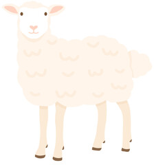 Fluffy Eid al-Adha Sheep: Adorable Cartoon Illustration of a White Sheep with a Soft Woolly Texture, Perfect for Islamic Sacrifice Festival Designs and Celebrations