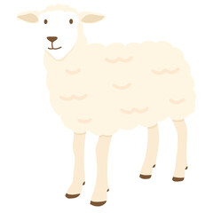 Sacred Eid al-Adha Animal: Simple and Cute Cartoon Design of a White Sheep, Suitable for Banners, Greeting Cards, and Educational Content related to the Islamic Festival