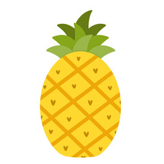 PNG. Sweet Summer Vibes: Cute Cartoon Pineapple with Diamond Pattern and Heart Details on a Light Background - Perfect for Tropical, Holiday, and Refreshment Designs