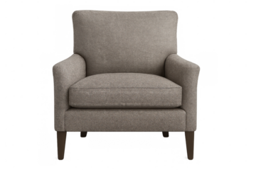 Comfortable gray armchair isolated on transparent background, perfect for interior design projects and visualizations