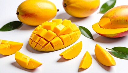 Fototapeta premium Mango with slice isolated on white background