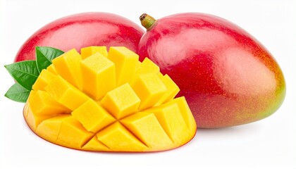 Mango with slice isolated on white background