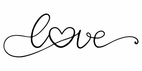 Elegant Cursive Love Design Heart-Shaped Typography for Valentine's Day, Weddings, and Romantic Occasions