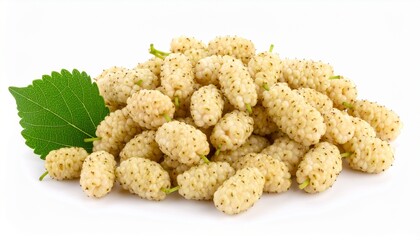 White mulberries isolated on white background