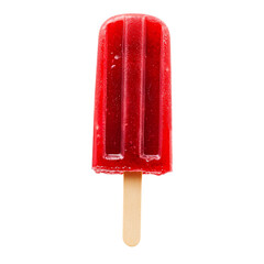 Strawberry ice cream popsicle stick, a sweet red frozen dessert isolated on transparent background