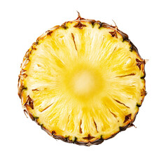  Ripe tropical pineapple slice isolated on a transparent background