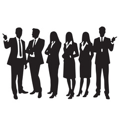 Business people, set of vector silhouettes and silhouettes of men
