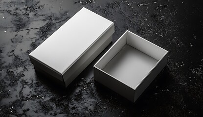 white box mockup with rectangular lid and open square container

