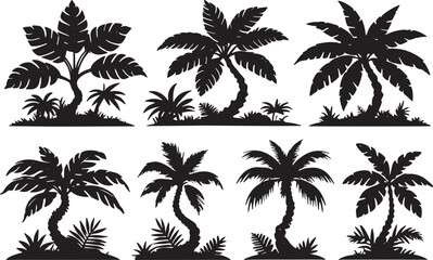 Fototapeta premium Tree Silhouette Vector Set for Nature DesignsForest and Tree Shape Collection in Black Vector