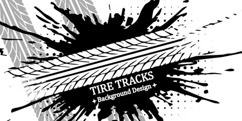 Obraz premium Tire track on brush painted background. vector illustration. eps 10