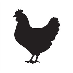 Chicken Silhouette Icon – Farm Bird Animal Vector Illustration