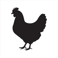Chicken Silhouette Icon – Farm Bird Animal Vector Illustration