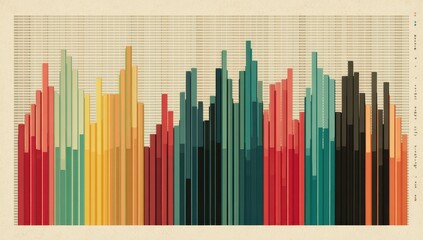 Obraz premium Vintage-style bar graph with varying colored bars