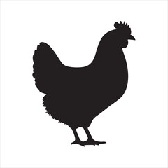 Chicken Silhouette Icon – Farm Bird Animal Vector Illustration