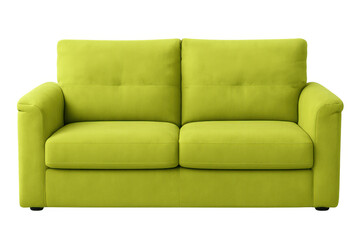 Fototapeta premium Comfortable green sofa isolated on transparent background, perfect for interior design projects