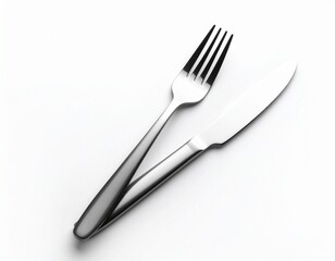 Cutlery knife and fork isolated on white background