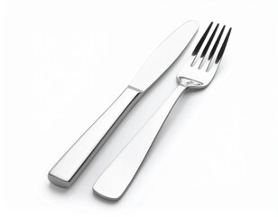 Cutlery knife and fork isolated on white background