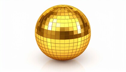Fototapeta premium Golden disco ball isolated on white background