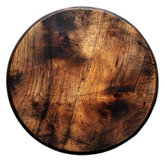 Old wood texture with a round brown cutting board isolated on transparent background