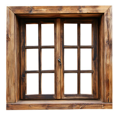 Obraz premium Old wooden window with shutters on an ancient house wall isolated on transparent background