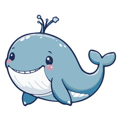 Smiling Cartoon Whale – Fun Sea Life Vector Illustration